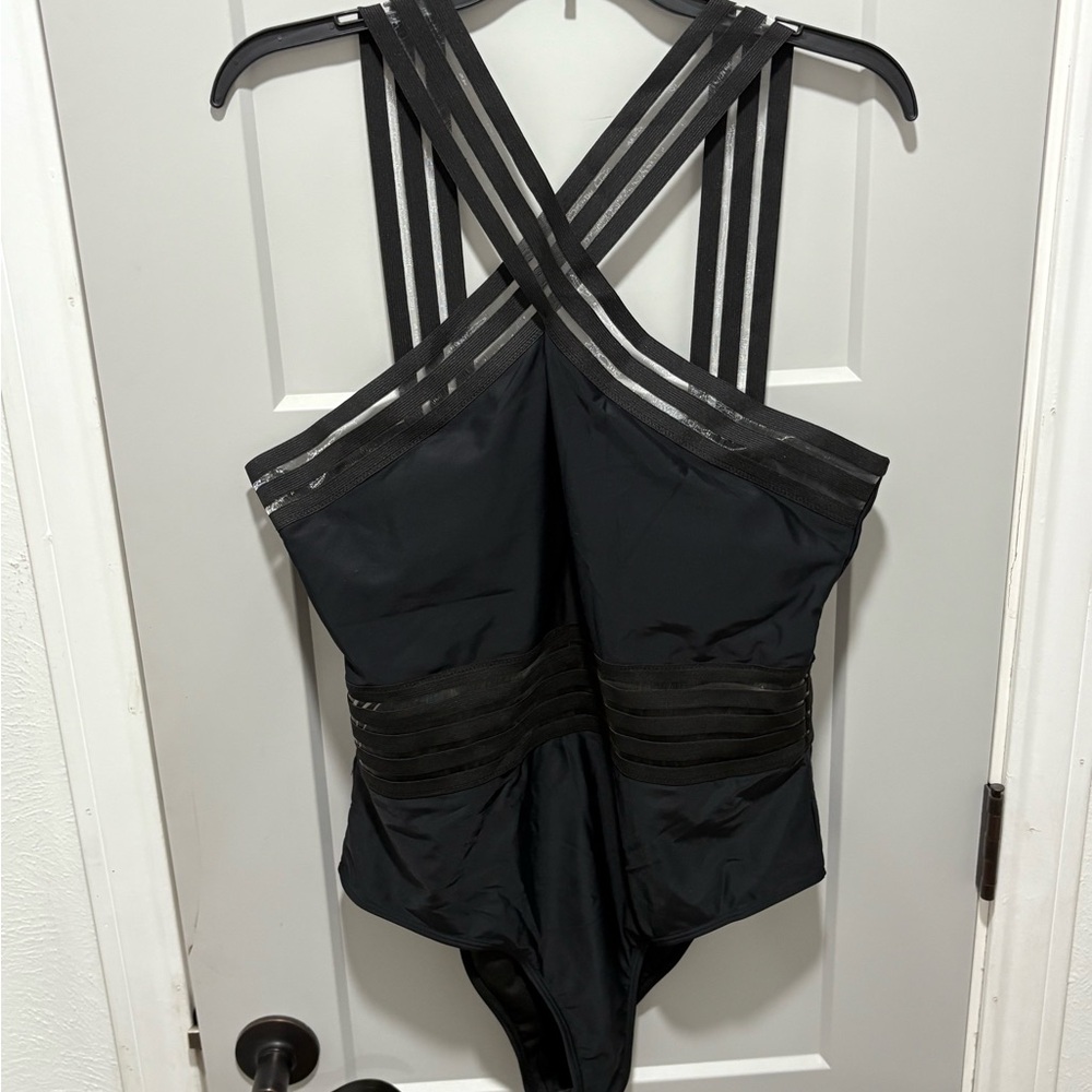 Black Strappy One-Piece Swimsuit